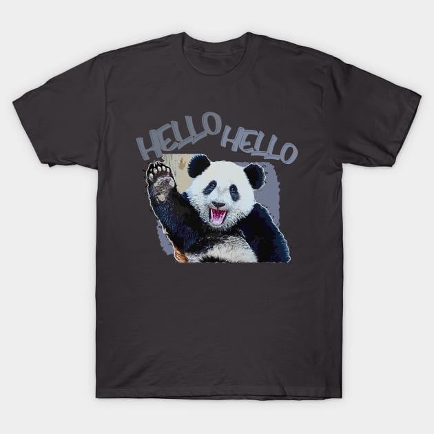 Hello, Hello Panda T-Shirt by FurryBallBunny